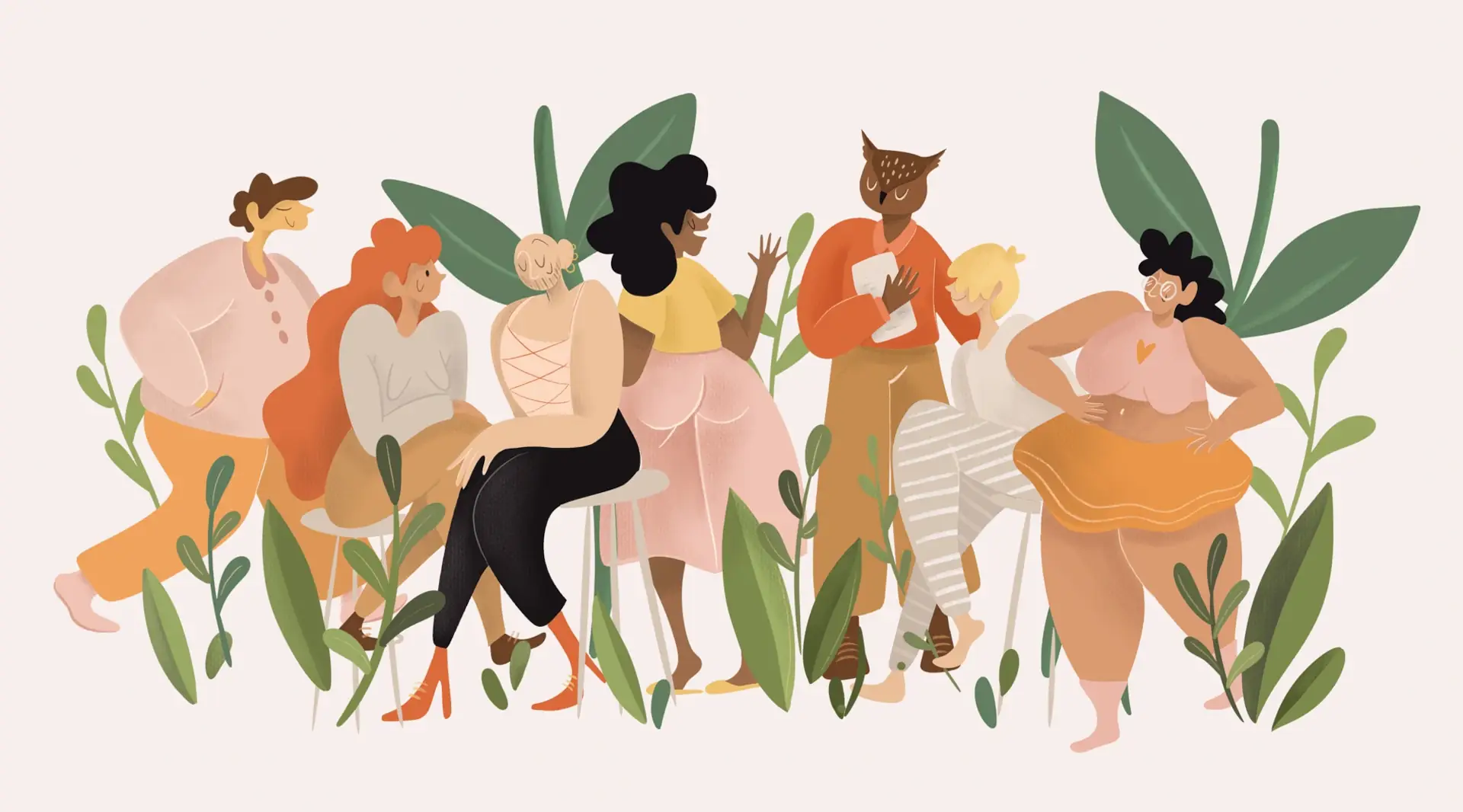 Ilustración que representa un espacio terapéutico inclusivo.